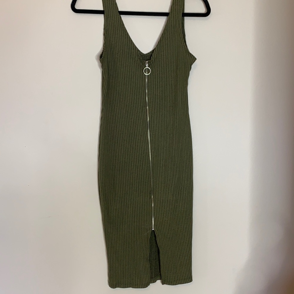 Charlotte Russe olive green Ring zipper dress